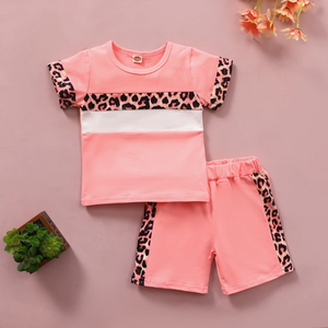 Pink Leopard Print Set - Glitzy Tots Kid Apparel
