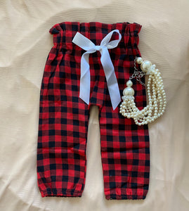 Christmas Baby Girl Plaid Pants Set - Glitzy Tots Kid Apparel