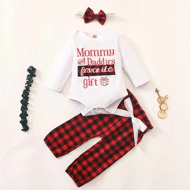 Christmas Baby Girl Plaid Pants Set - Glitzy Tots Kid Apparel